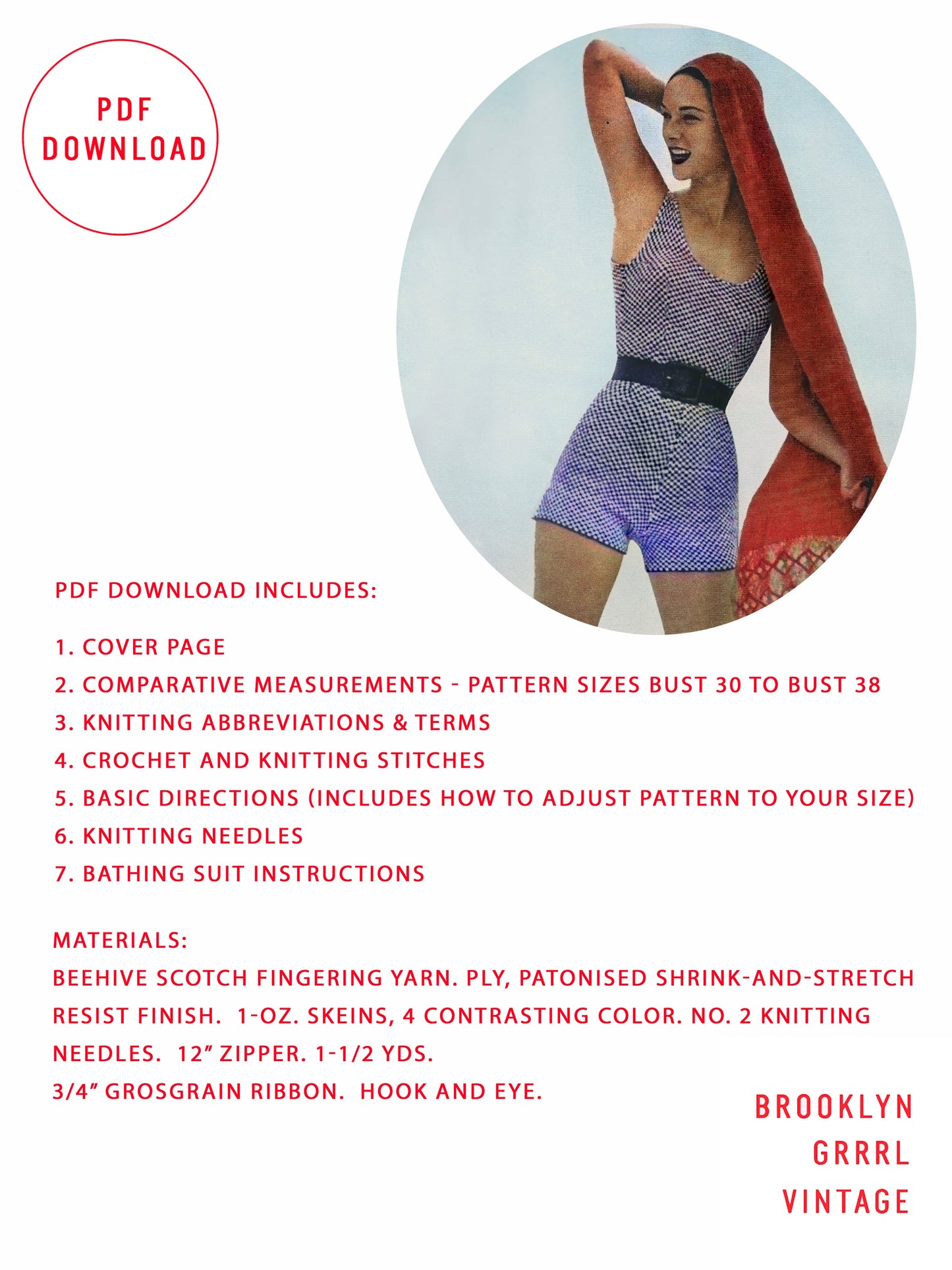 1950s Vogue Bathing Suit / Knitting Pattern