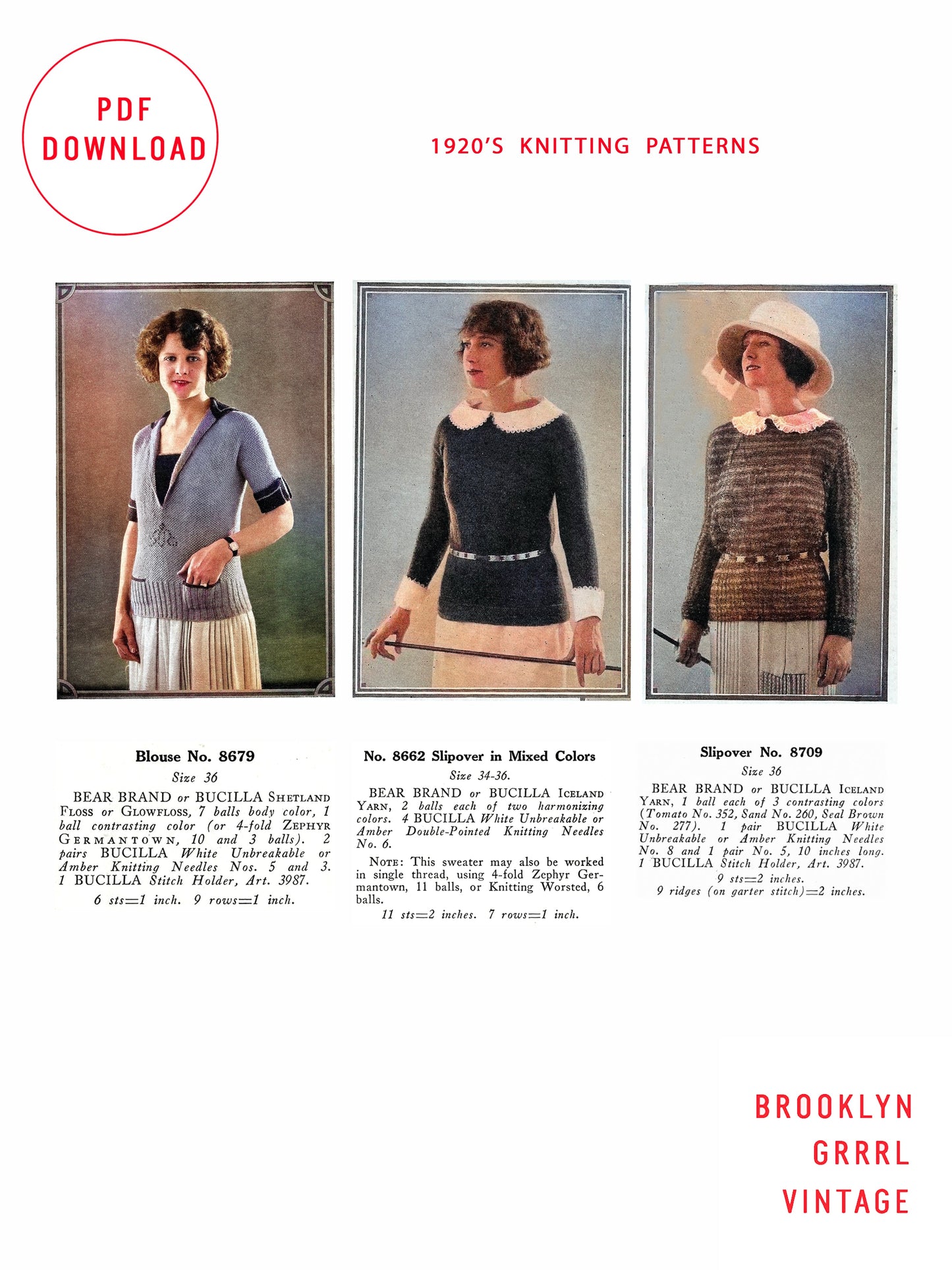 1920s Knitting Pattern For Three Fabulous Sweaters