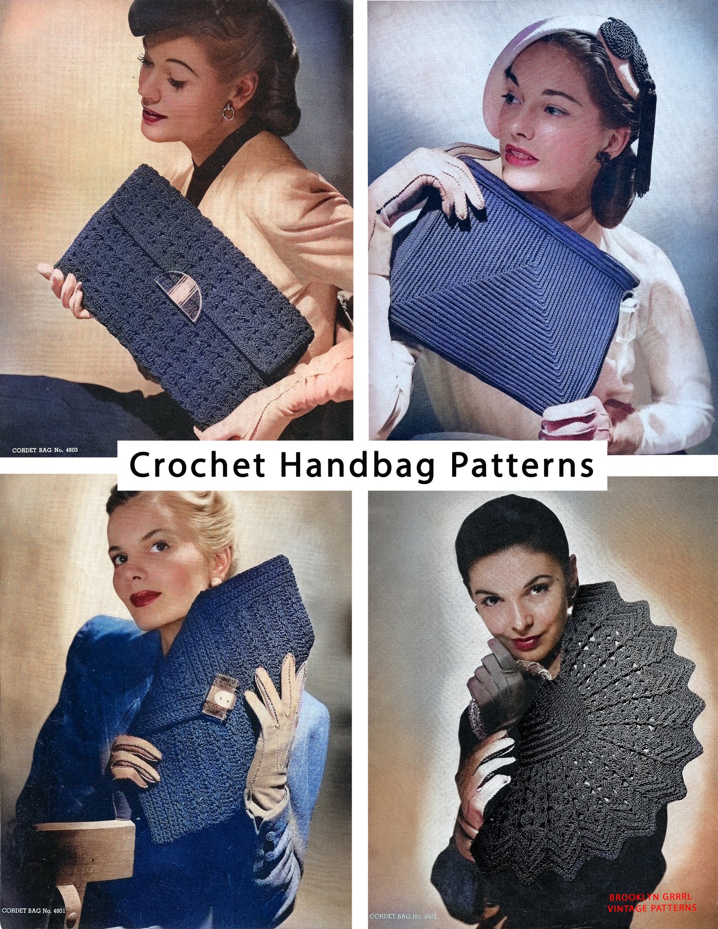 1940s Crochet Handbag Patterns - Gimp / Cordet Bags (A)