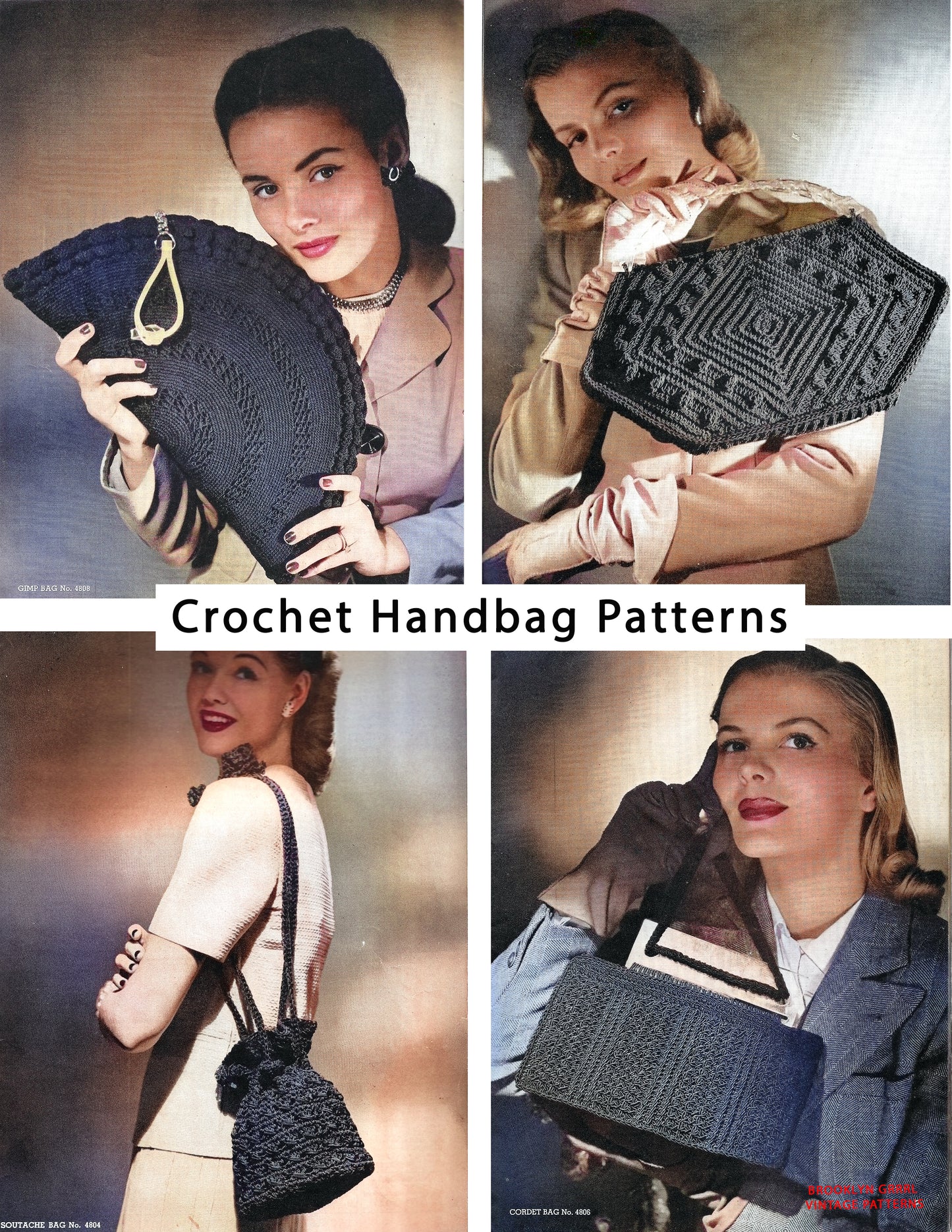 1940s Crochet Handbag Patterns - Gimp / Cordet Bags (B)