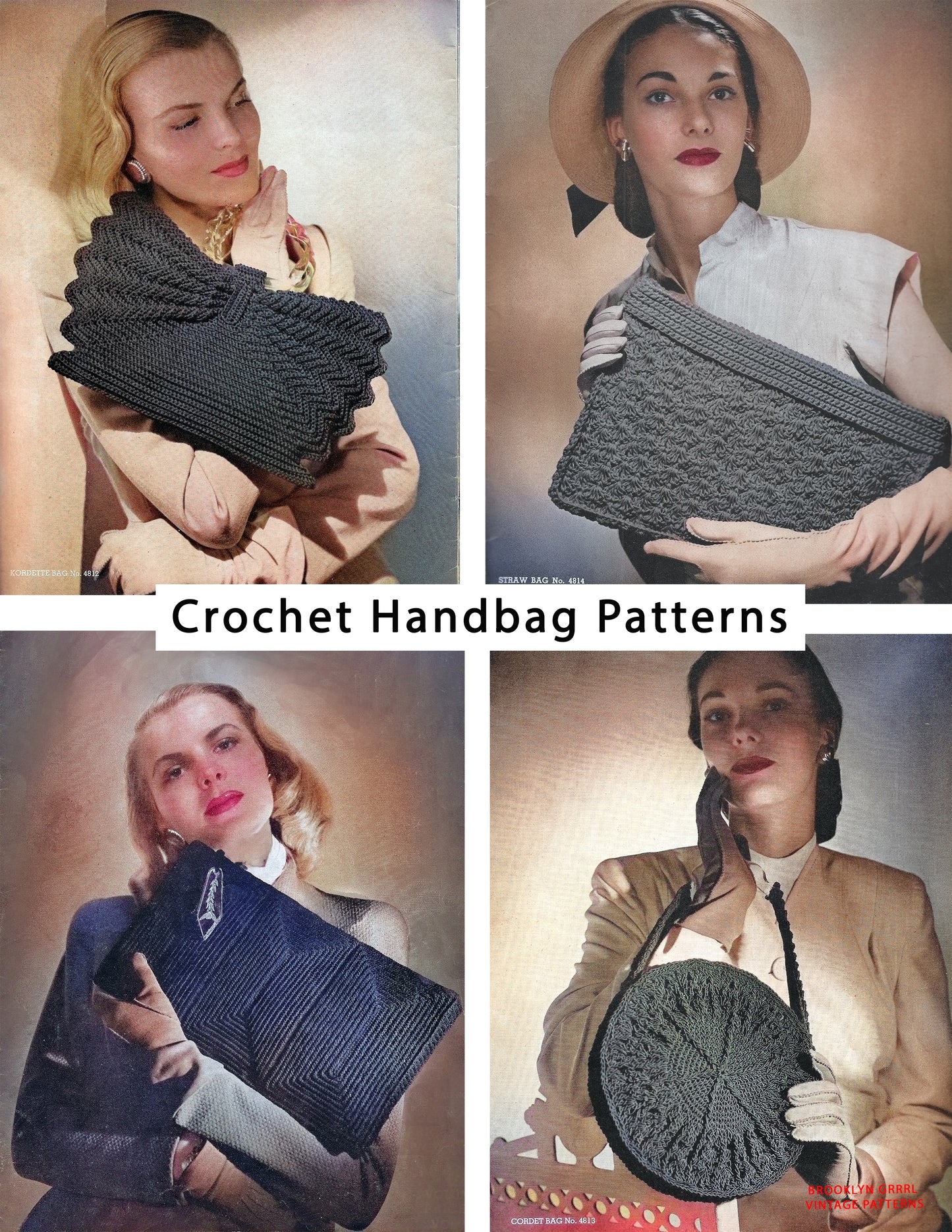 1940s Crochet Handbag Patterns - Gimp / Cordet Bags (C)