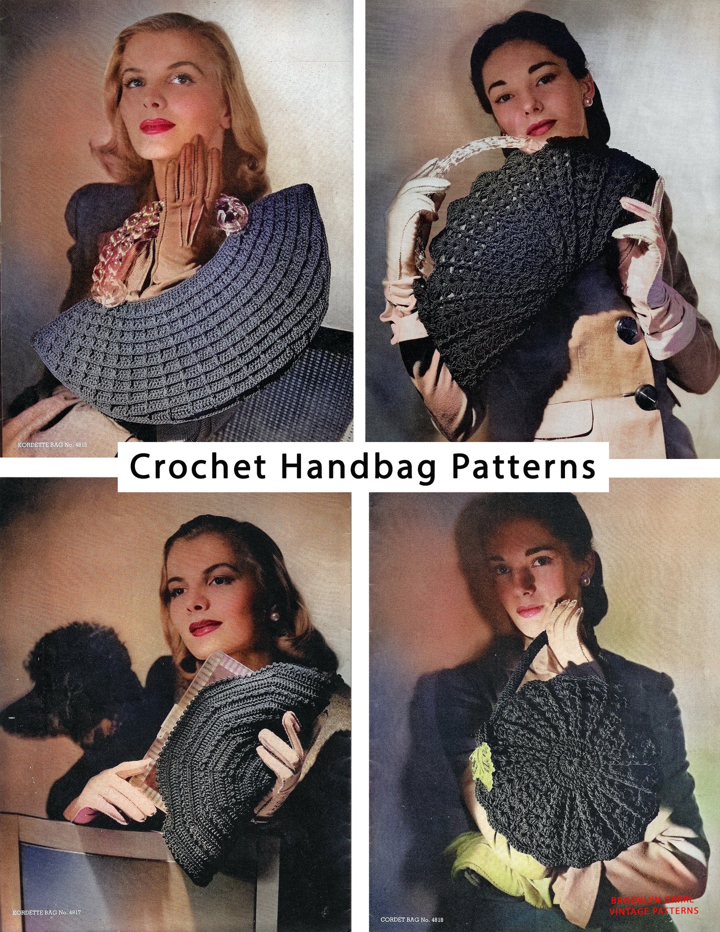1940s Crochet Handbag Patterns - Gimp / Cordet Bags (D)