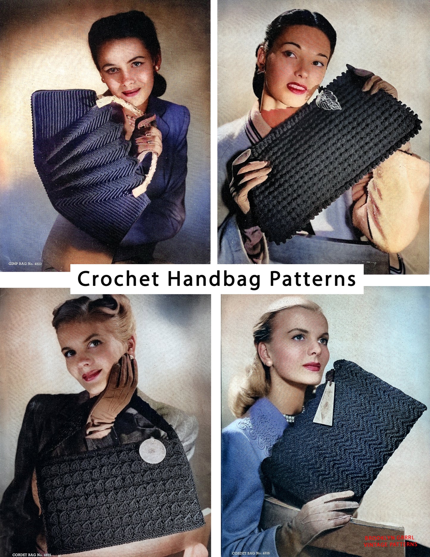 1940s Crochet Handbag Patterns - Gimp / Cordet Bags (F)