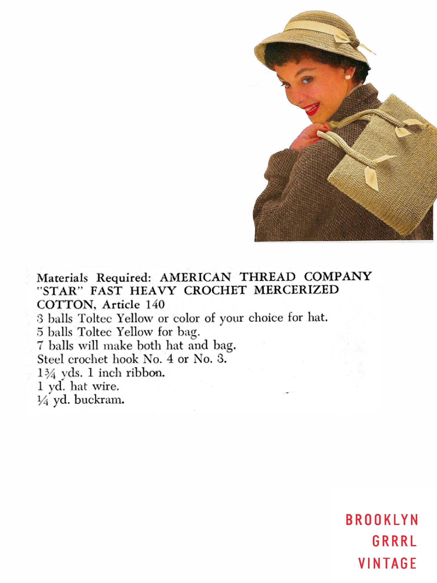 1950s Hat & Bag - Crochet PDF Pattern