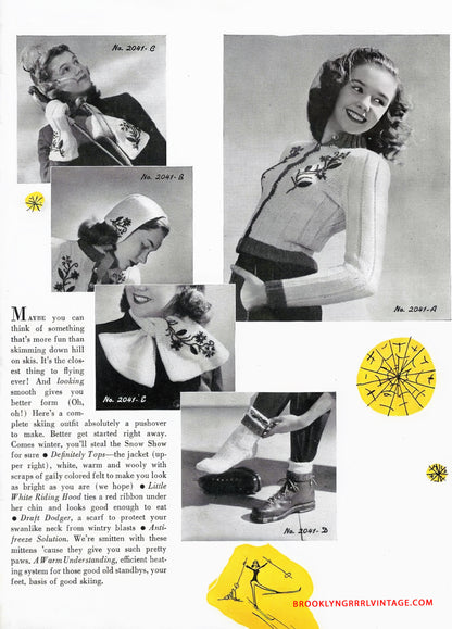 1940s Winter Sweater with Mittens, Scarf and Socks