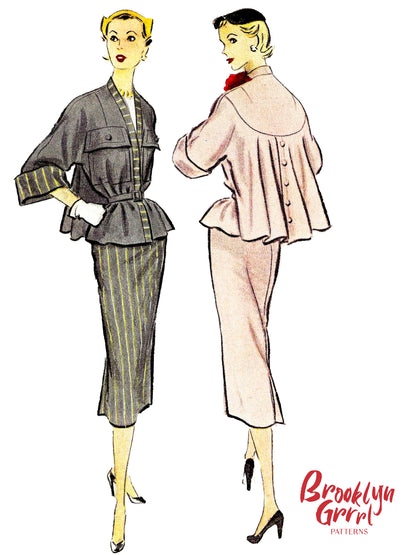 1950s The Leading Lady Two Piece Suit  / Paper Pattern