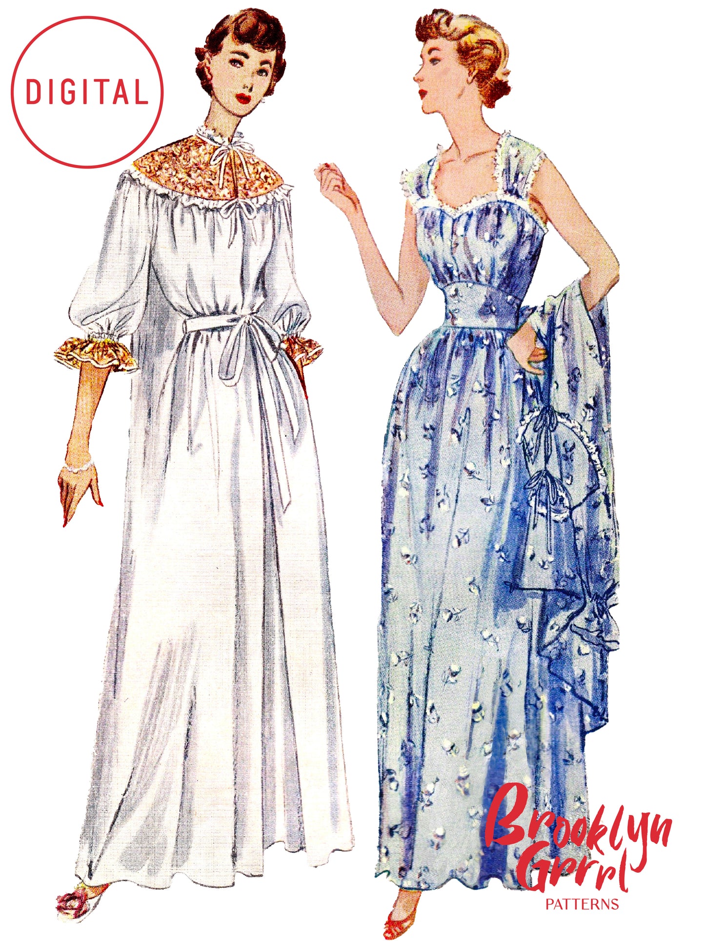 1950s Nightgown and Negligee / Digital Pattern