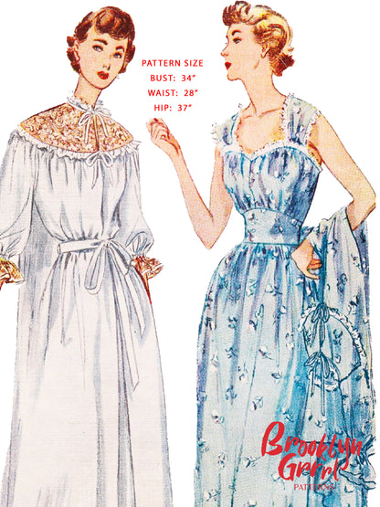 1950s Nightgown and Negligee / Digital Pattern