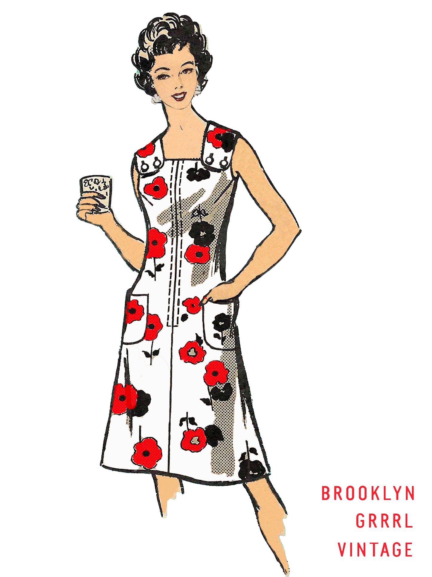 1970s One Piece Sun Dress with Pockets / PDF Pattern