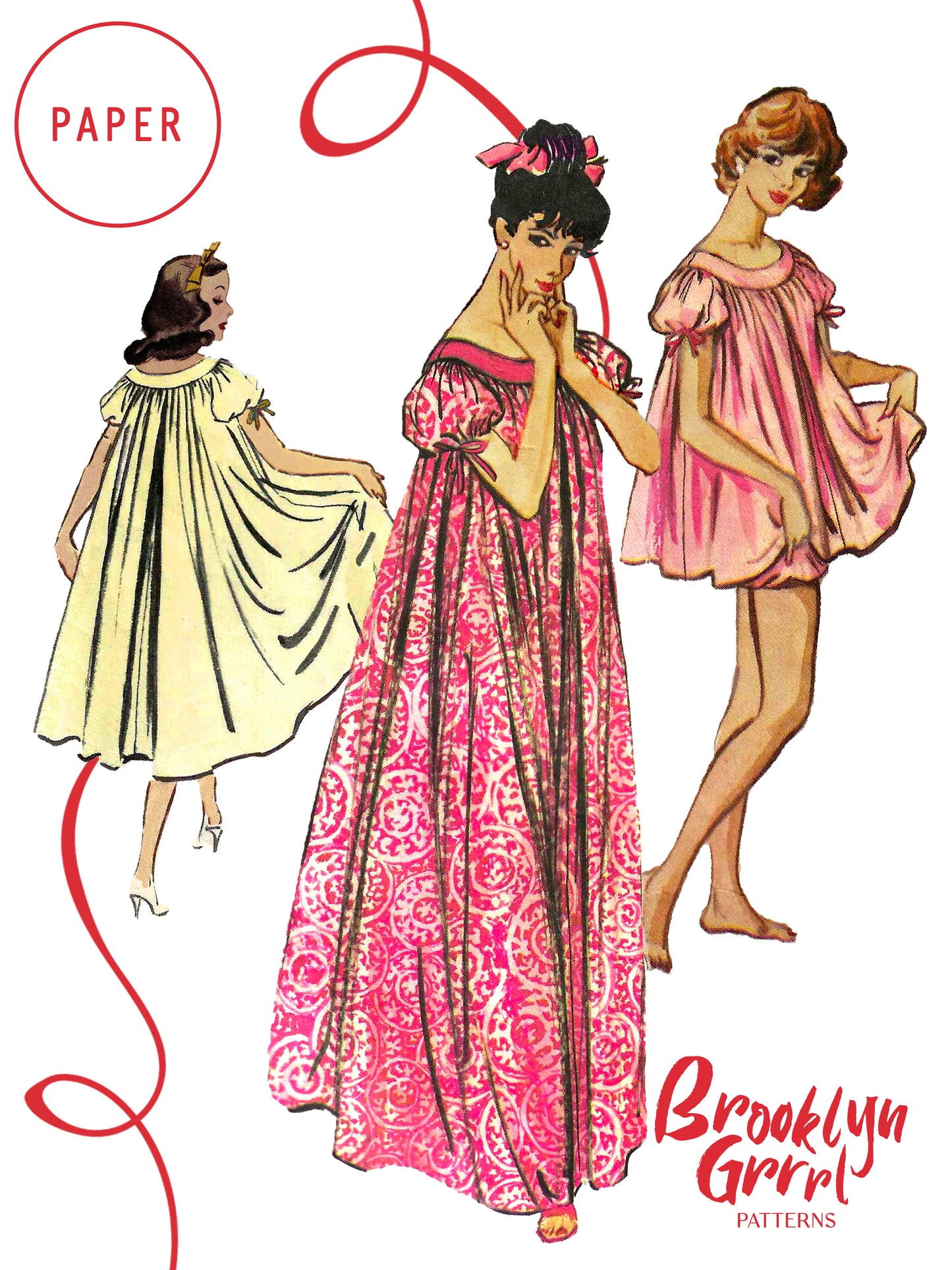 1950s Romantic Nightgown in Three Lengths / Paper Pattern