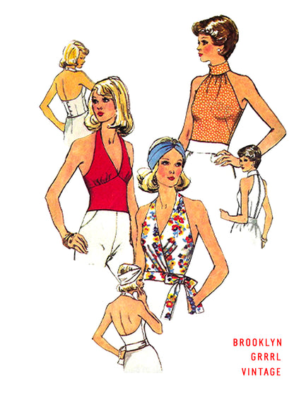 PAPER Pattern - 1970s Halter Top in Three Styles / Multiple Sizes