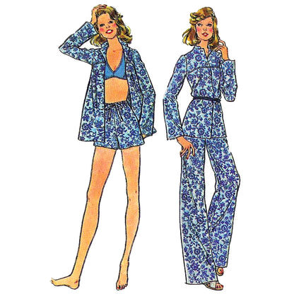 PDF Pattern - 1970's Separates Mix and Match Pants, Shorts, Bikini, Blouse, Scarf and Tote Bag / Bust 36