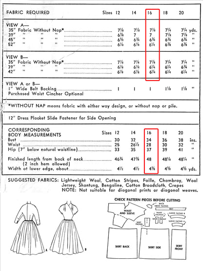 PDF Pattern - 1950s Dress / Bust 34
