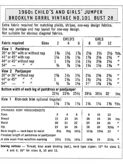Paper Pattern - 60s Child's Romper or Playsuit / Child 10
