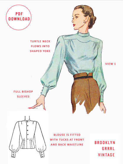 1940s The Everyday Elegance Blouse / PDF Pattern