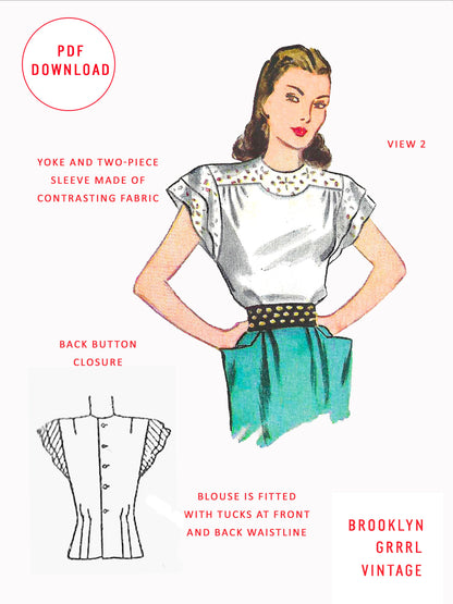 1940s The Everyday Elegance Blouse / PDF Pattern
