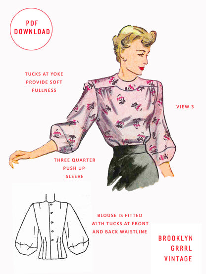 1940s The Everyday Elegance Blouse / PDF Pattern