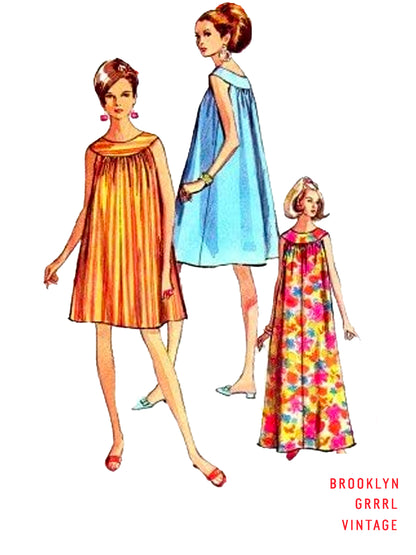 PAPER Pattern - 1960's MuuMuu and Summer Dress / Multiple Sizes