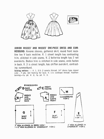PDF Pattern - 1950's It's My Party Dress / Bust 32