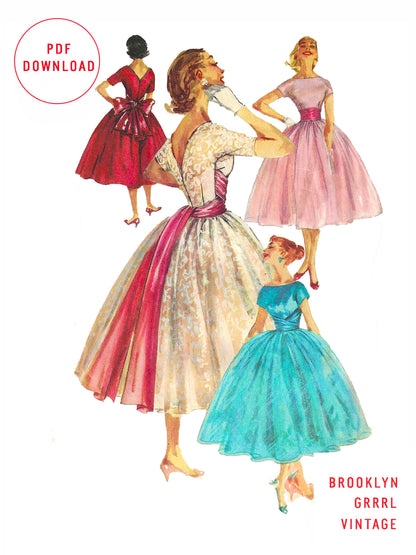 PDF Pattern - 1950's It's My Party Dress / Bust 32