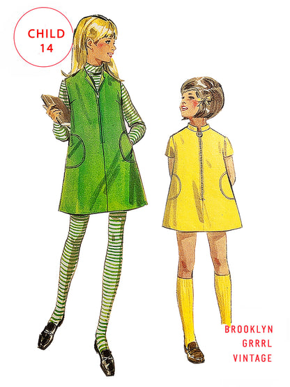 PDF Pattern - 70s Jumper/Dress, Digital Sewing Pattern / Child 14