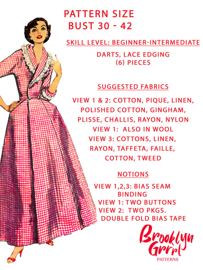 1950's The Sunrise Sweetheart Housecoat / PDF Pattern