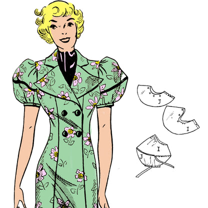 PDF Pattern 1930's Harlow Dress / Robe/ Bust 38