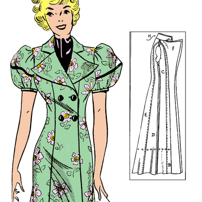 PDF Pattern 1930's Harlow Dress / Robe/ Bust 38