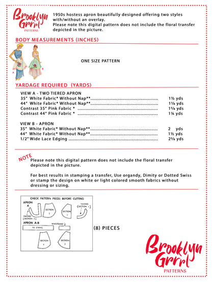 PDF Pattern - 1950s Scalloped Apron