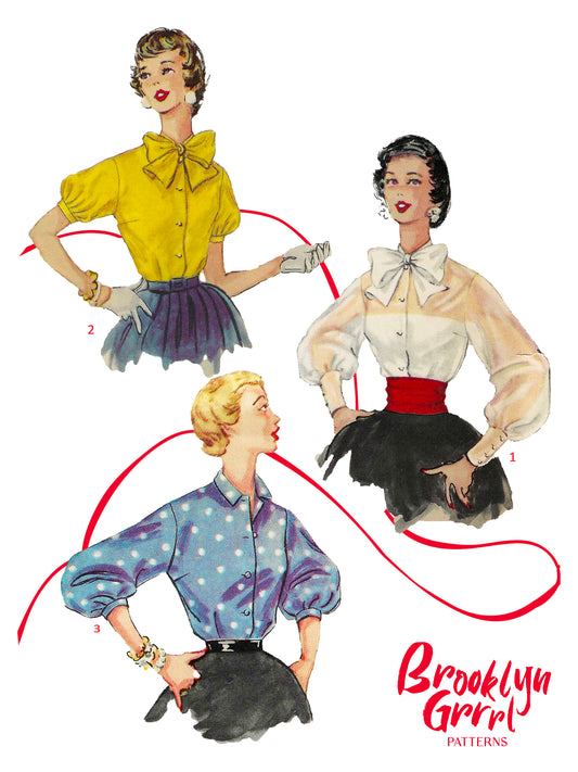 PDF Pattern - 1950s Blouses / Multiple Sizes