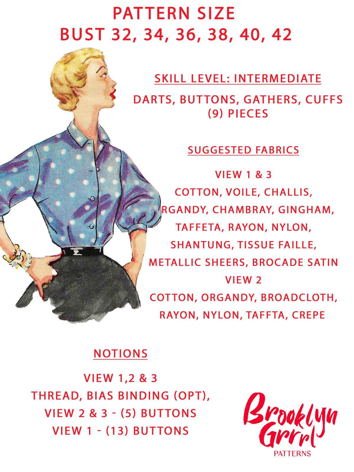 PAPER Pattern 1950's Blouses / Multiple Sizes