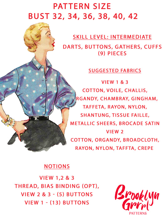 PAPER Pattern 1950's Blouses / Multiple Sizes