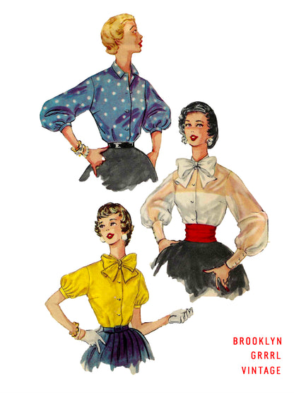 PDF Pattern - 1950s Blouses / Multiple Sizes