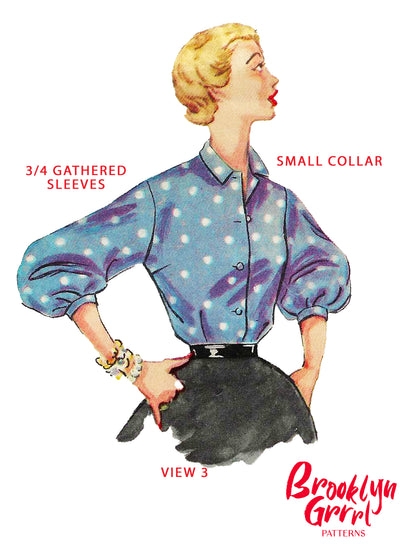PDF Pattern - 1950s Blouses / Multiple Sizes