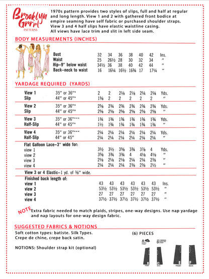 PDF Pattern - 1970s Full and Half Slips / MULTIPLE SIZES
