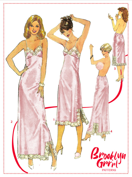 PDF Pattern - 1970s Full and Half Slips / MULTIPLE SIZES