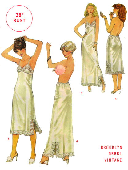 PDF Pattern - 1970s Full and Half Slips / Bust 38