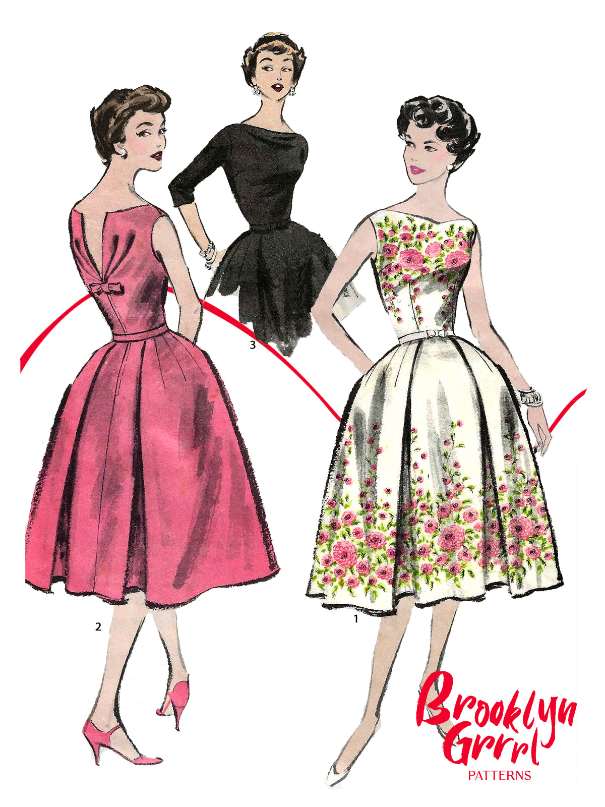 PDF Pattern - 1950's Cocktail Dress / Bust 37