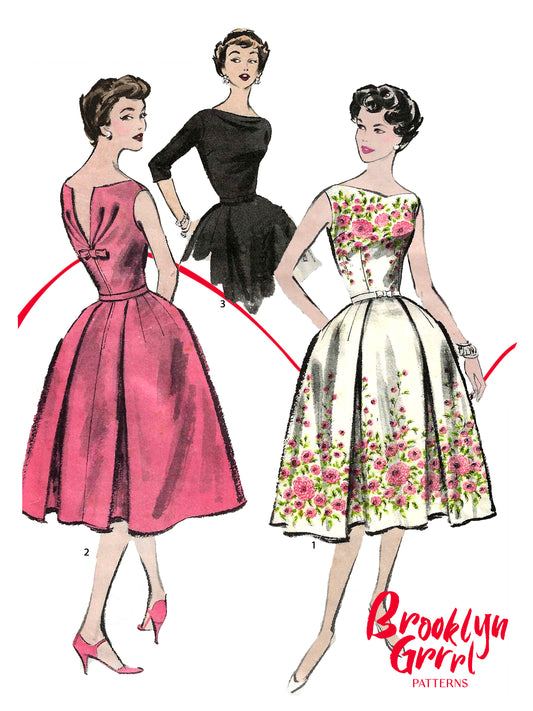 PDF Pattern - 1950's Cocktail Dress / Bust 37