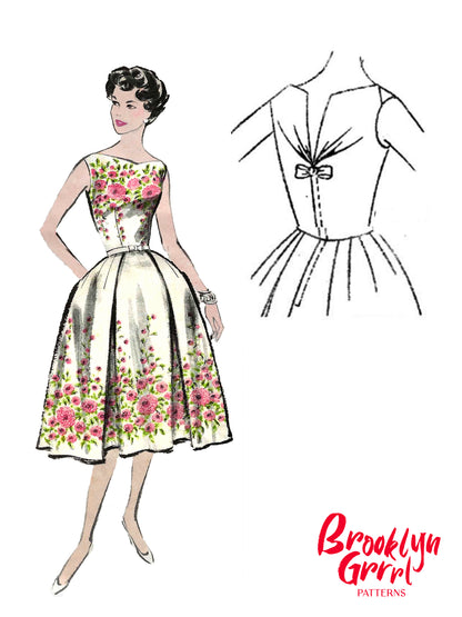 PDF Pattern - 1950's Cocktail Dress / Bust 37