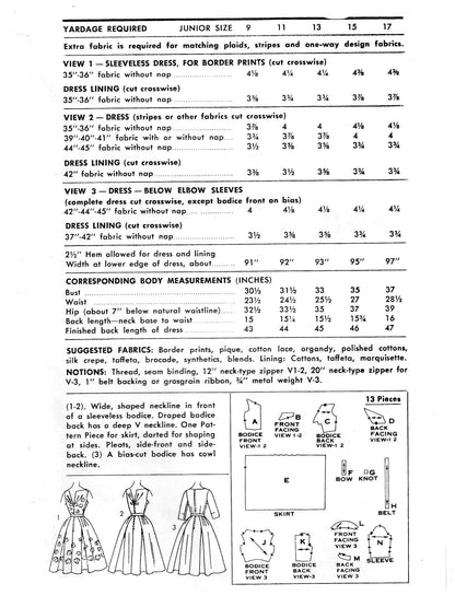 PDF Pattern - 1950's Cocktail Dress / Bust 37
