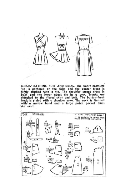PDF Pattern  1940s Bathing Suit and Dress / Bust 34