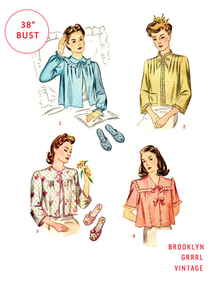 PDF Pattern 1940's 'Breakfast in Bed' Jacket and Slippers / Bust 38
