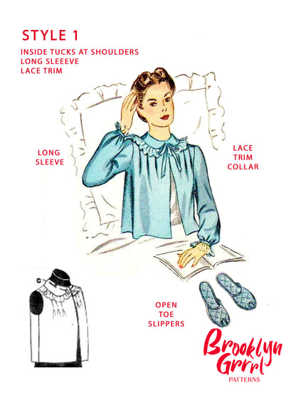 PAPER Pattern  1940's 'Breakfast in Bed' Jacket and Slippers / Bust 38