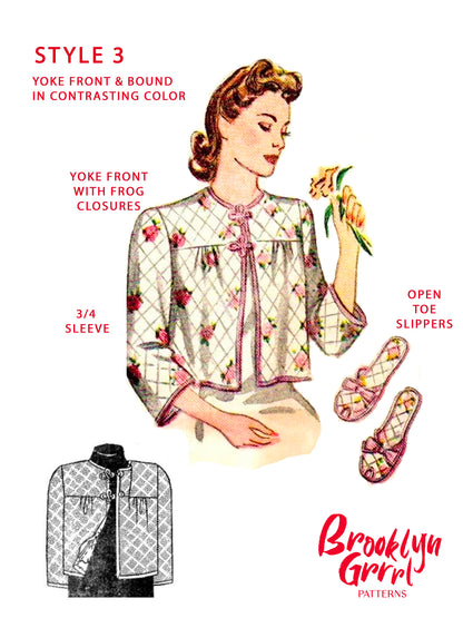 PDF Pattern 1940's 'Breakfast in Bed' Jacket and Slippers / Bust 38