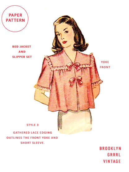 PAPER Pattern  1940's 'Breakfast in Bed' Jacket and Slippers / Bust 38