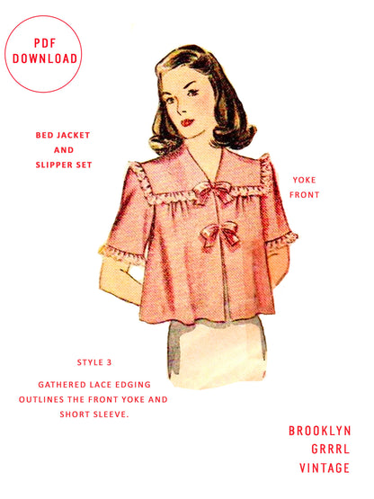 PDF Pattern 1940's 'Breakfast in Bed' Jacket and Slippers / Bust 38