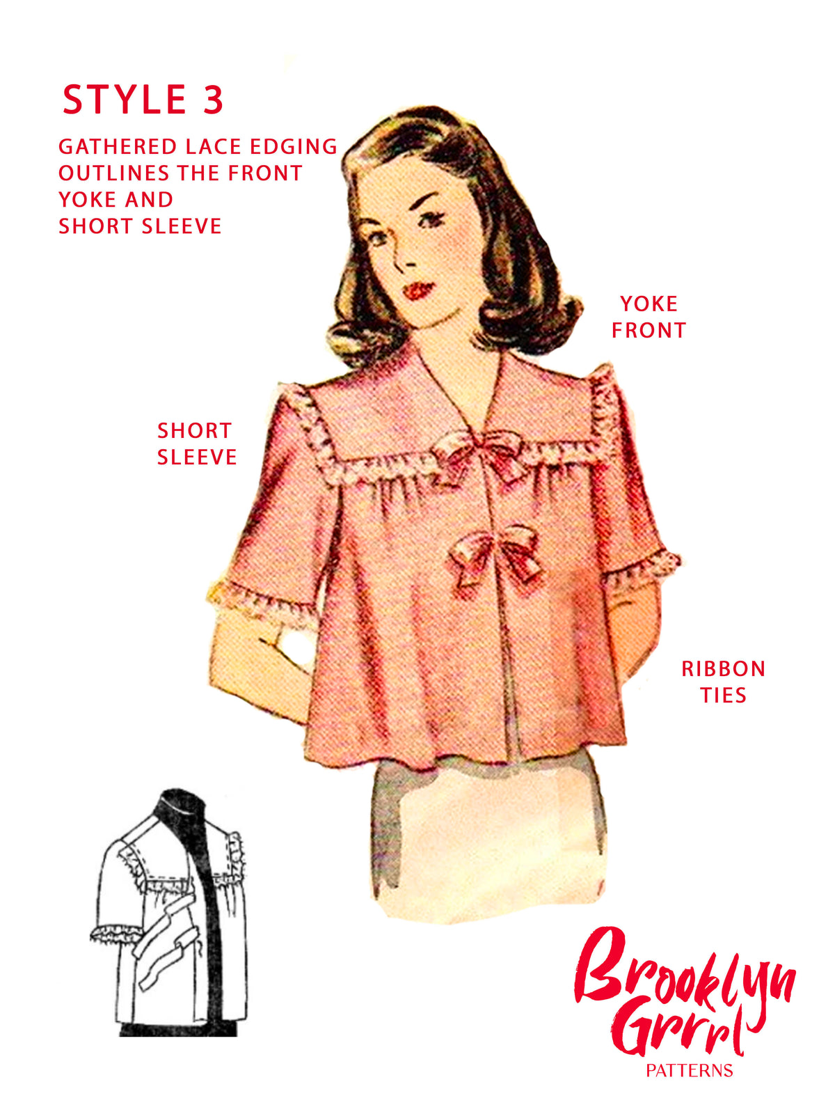 PDF Pattern 1940's 'Breakfast in Bed' Jacket and Slippers / Bust 38