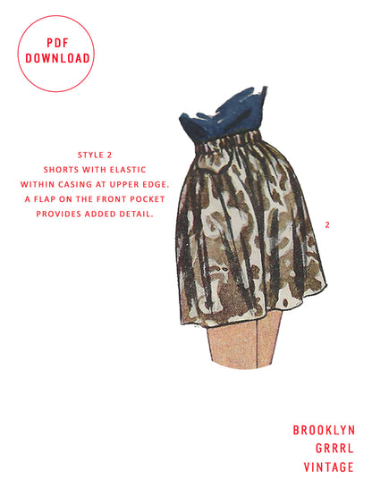 PDF Pattern - 1940s Shorts / Waist 28