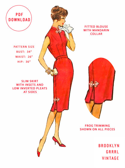 PDF Pattern - 1950s Four Piece Ensemble / Bust 34